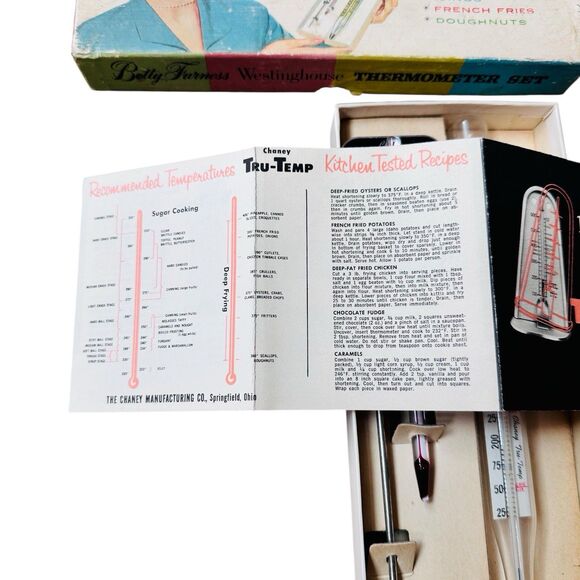 VTG 50s MCM Betty Furness Westinghouse Candy & Cooking Thermometer Set Box NOS - Picture 7 of 8